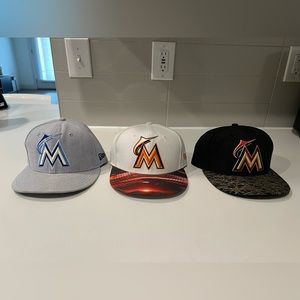 Miami Marlins fitted hats SZ 7